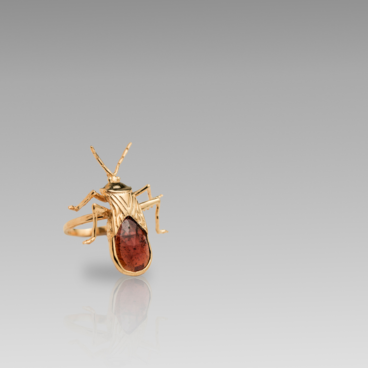 Anillo Escarabajo Piedra Chapa